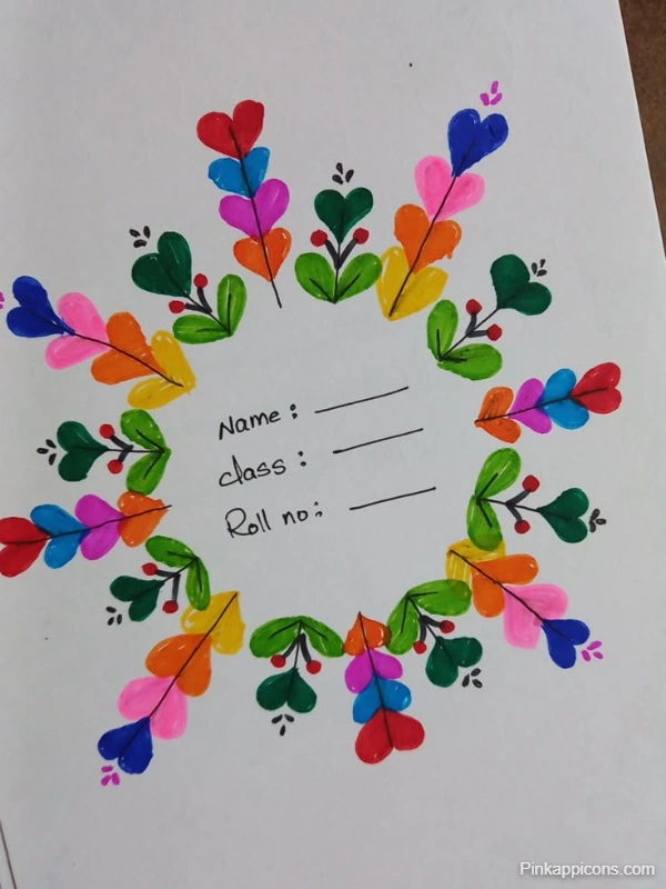 A project design front page featuring a notebook adorned with colorful hearts and flowers.