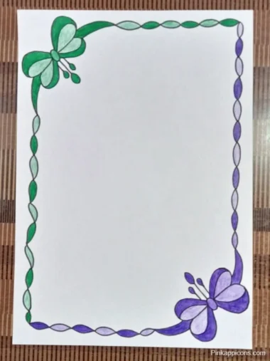 A simple project front page featuring a purple and green butterfly design on a white background.