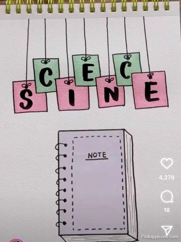 Notebook featuring the word "Seine," designed as the front page for a science project.