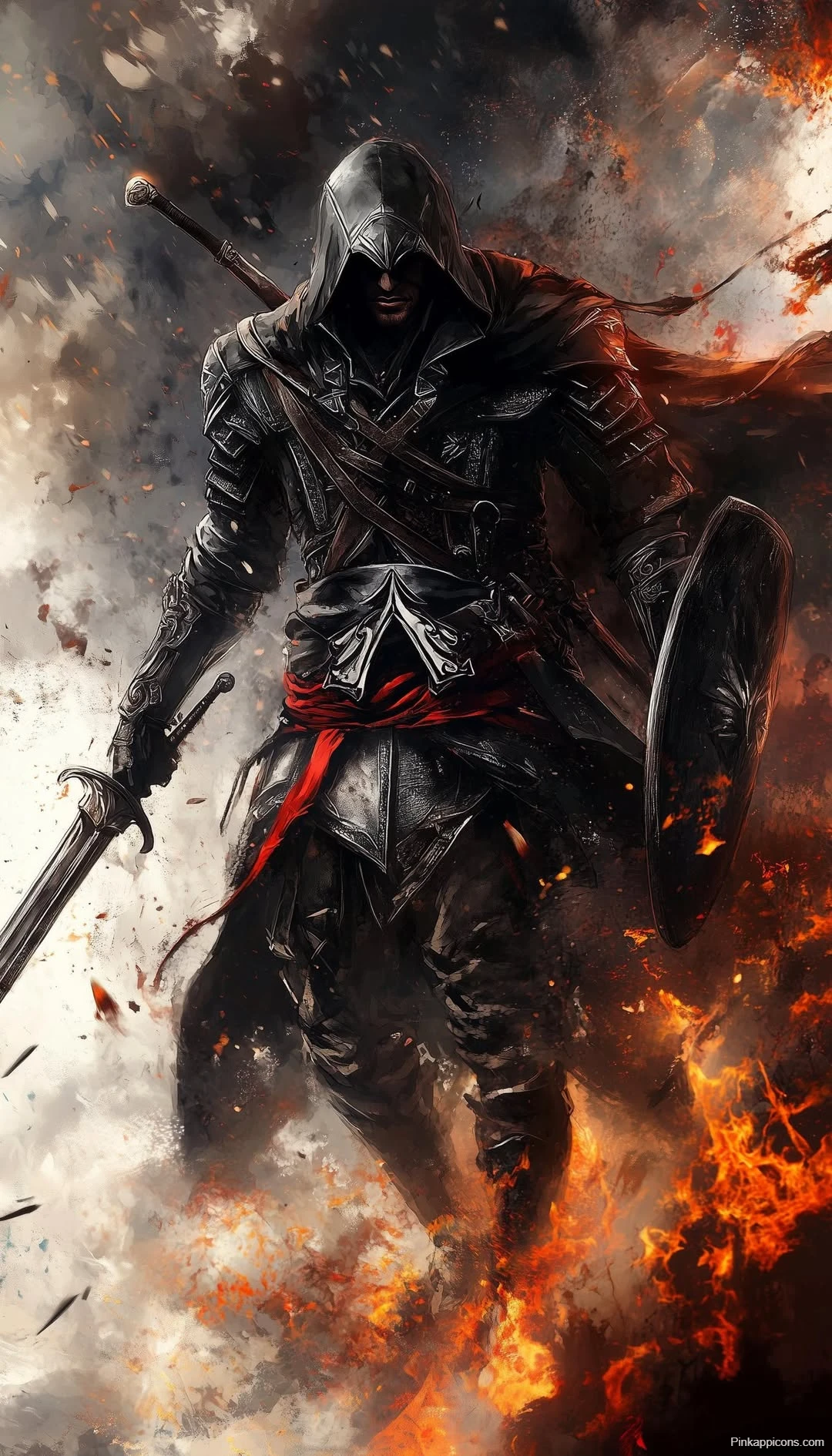 Altaïr Ibn-LaʼAhad Wallpaper Assassin’s Creed Warrior in Fire and Smoke