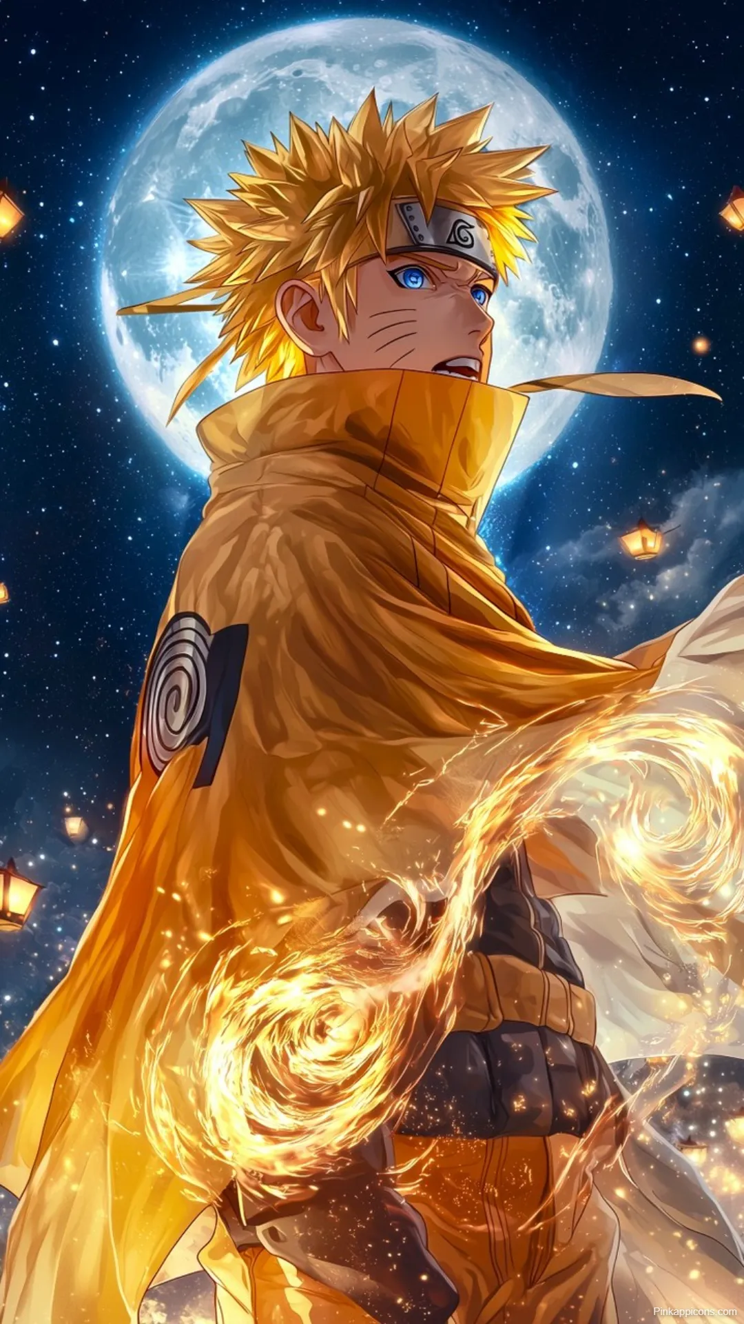 Anime Wallpaper Naruto with Glowing Chakra and Moon Anime Wallpaper Naruto with Glowing Chakra and Moon