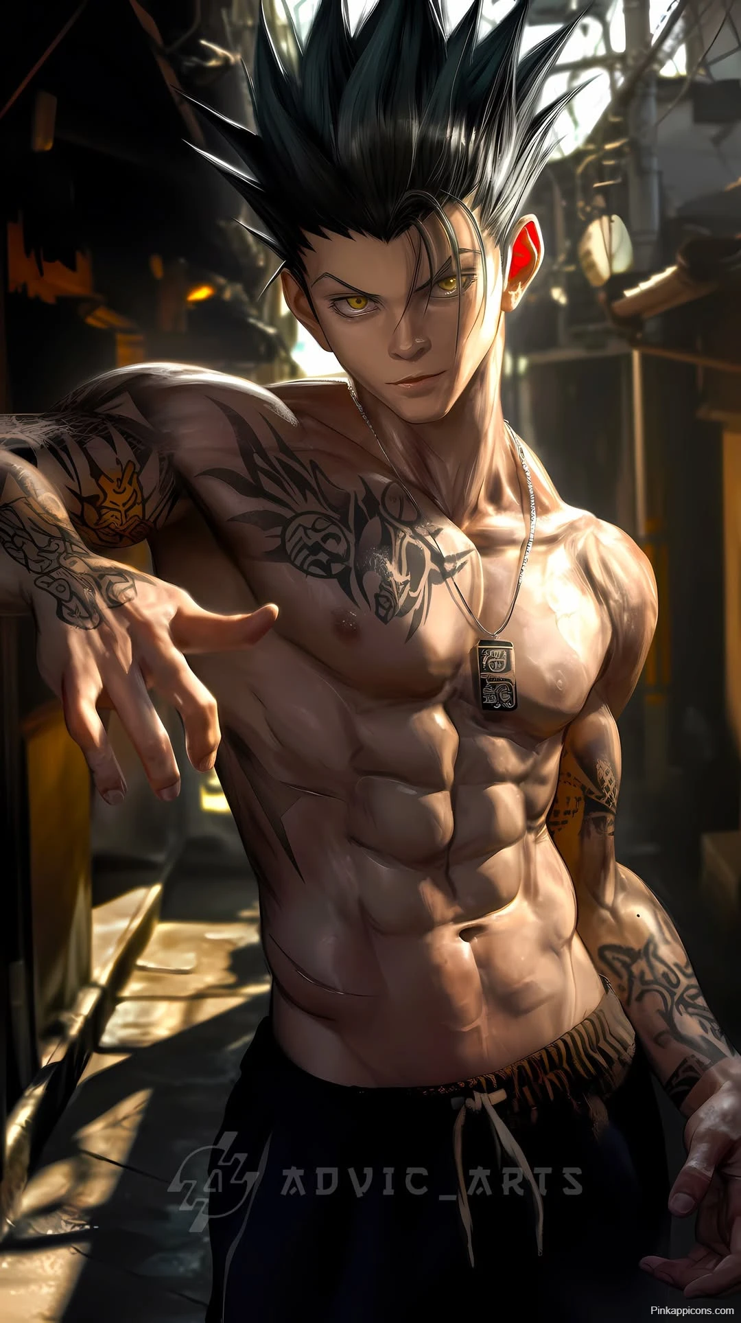 Cool Anime Guy Wallpaper Muscular Character with Tattoos Cool Anime Guy Wallpaper Muscular Character with Tattoos