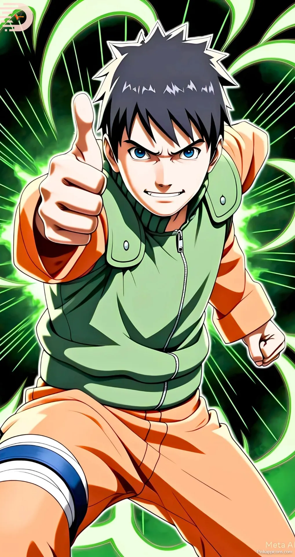 Cool Anime Wallpapers Energetic Konohamaru with Green Energy