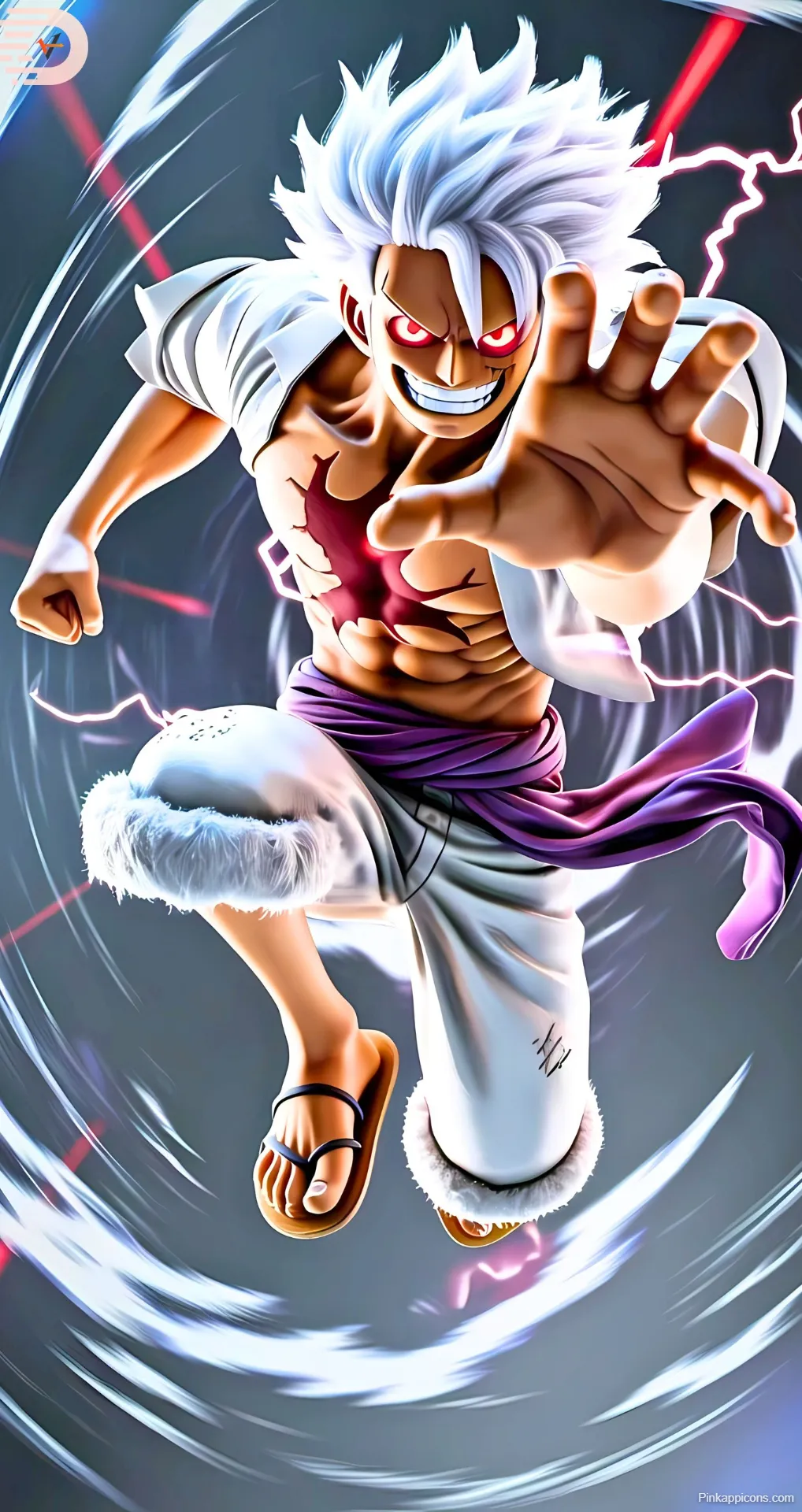 Cool Anime Wallpapers Energetic Luffy with White Hair and Red Eyes