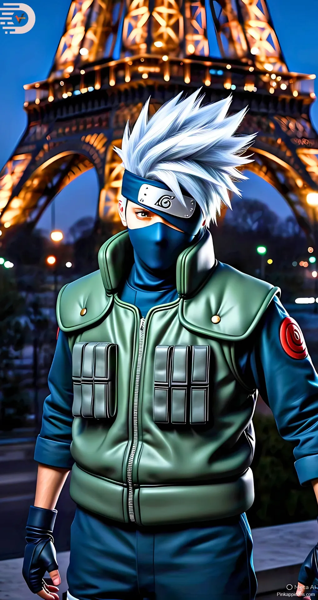 Cool Anime Wallpapers Kakashi Hatake at Night in Front of Eiffel Tower