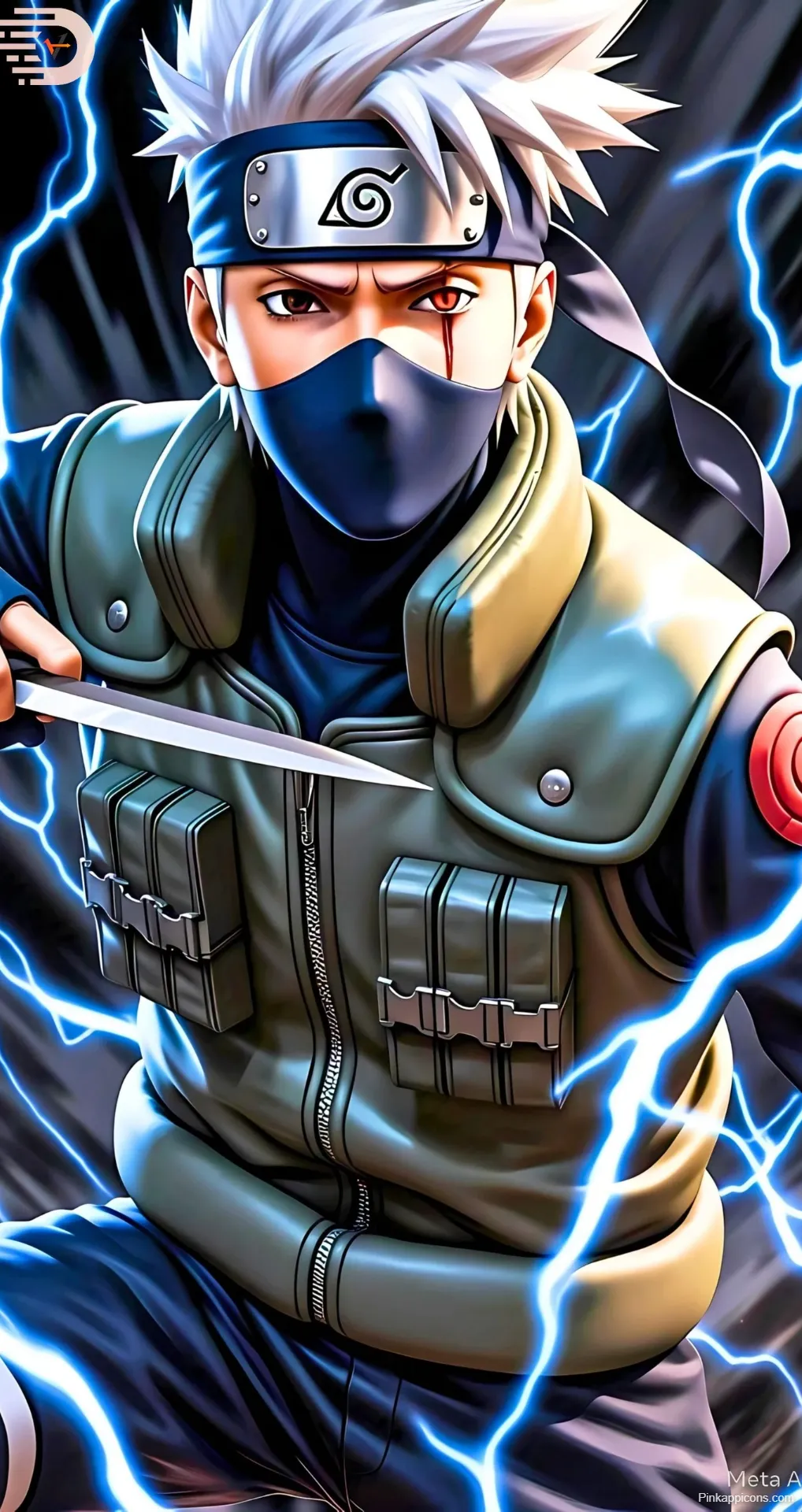 Cool Anime Wallpapers Kakashi with Sharingan and Lightning Blade