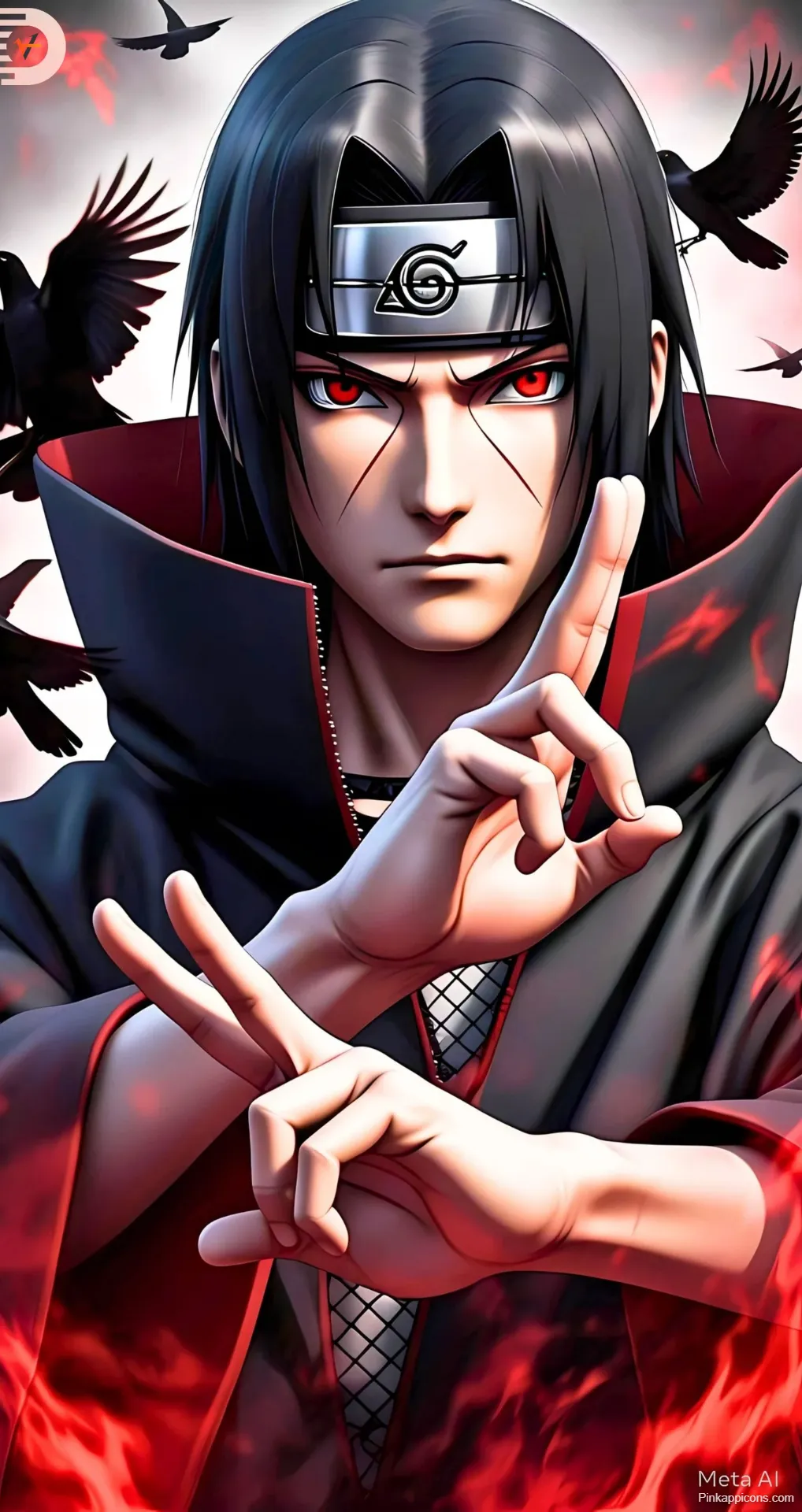 Cool Anime Wallpapers Mysterious Itachi with Crows and Akatsuki Cloak