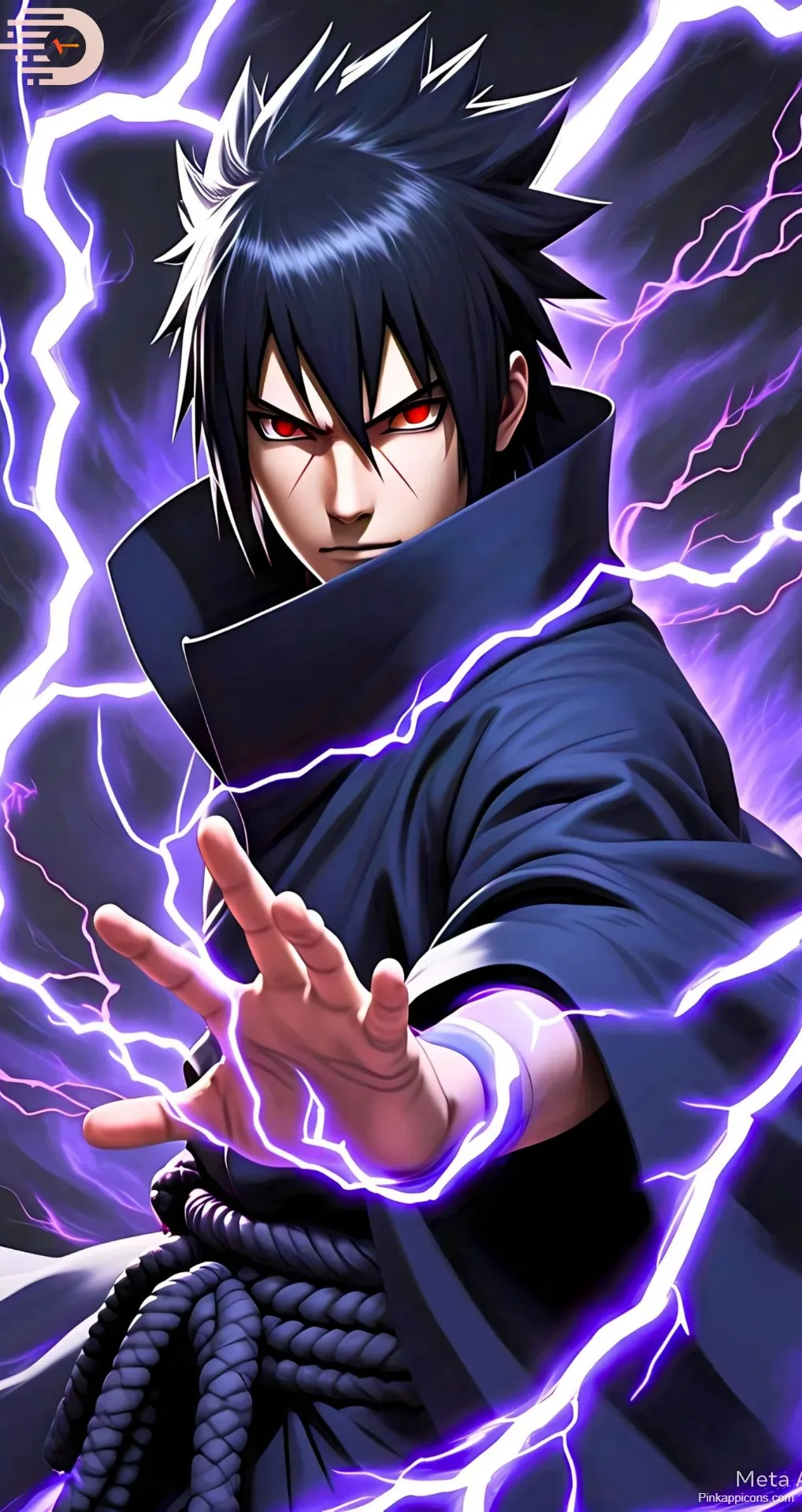 Cool Anime Wallpapers Sasuke with Sharingan and Purple Lightning