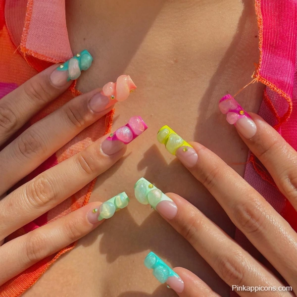 Cute 3D Bubble Nail Designs Unique and Colorful Nail Art Ideas