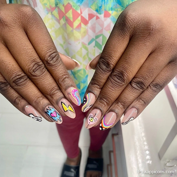 Cute Abstract Pop Art Nail Designs Colorful and Unique Nail Art
