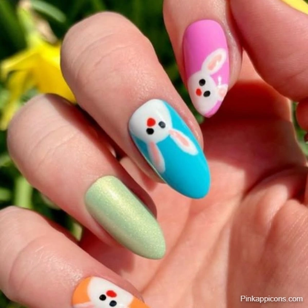 Cute Easter Bunny Face Nail Designs Adorable Spring Nail Art