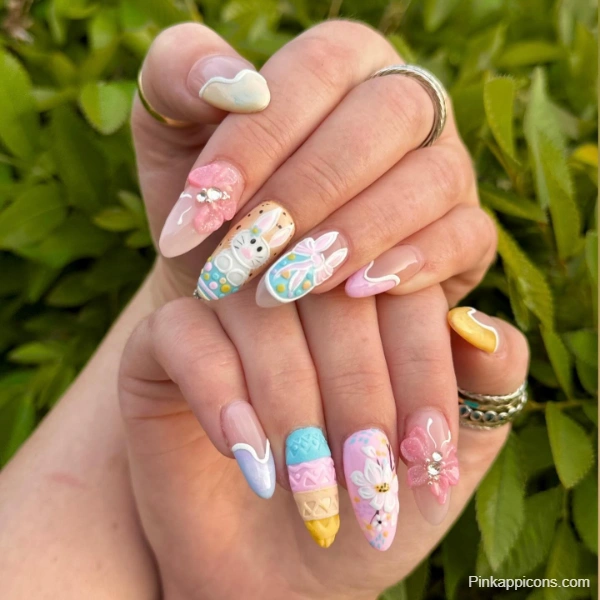 Cute Easter Nail Designs Adorable Bunny, Flower, and Ice Cream Nail Art