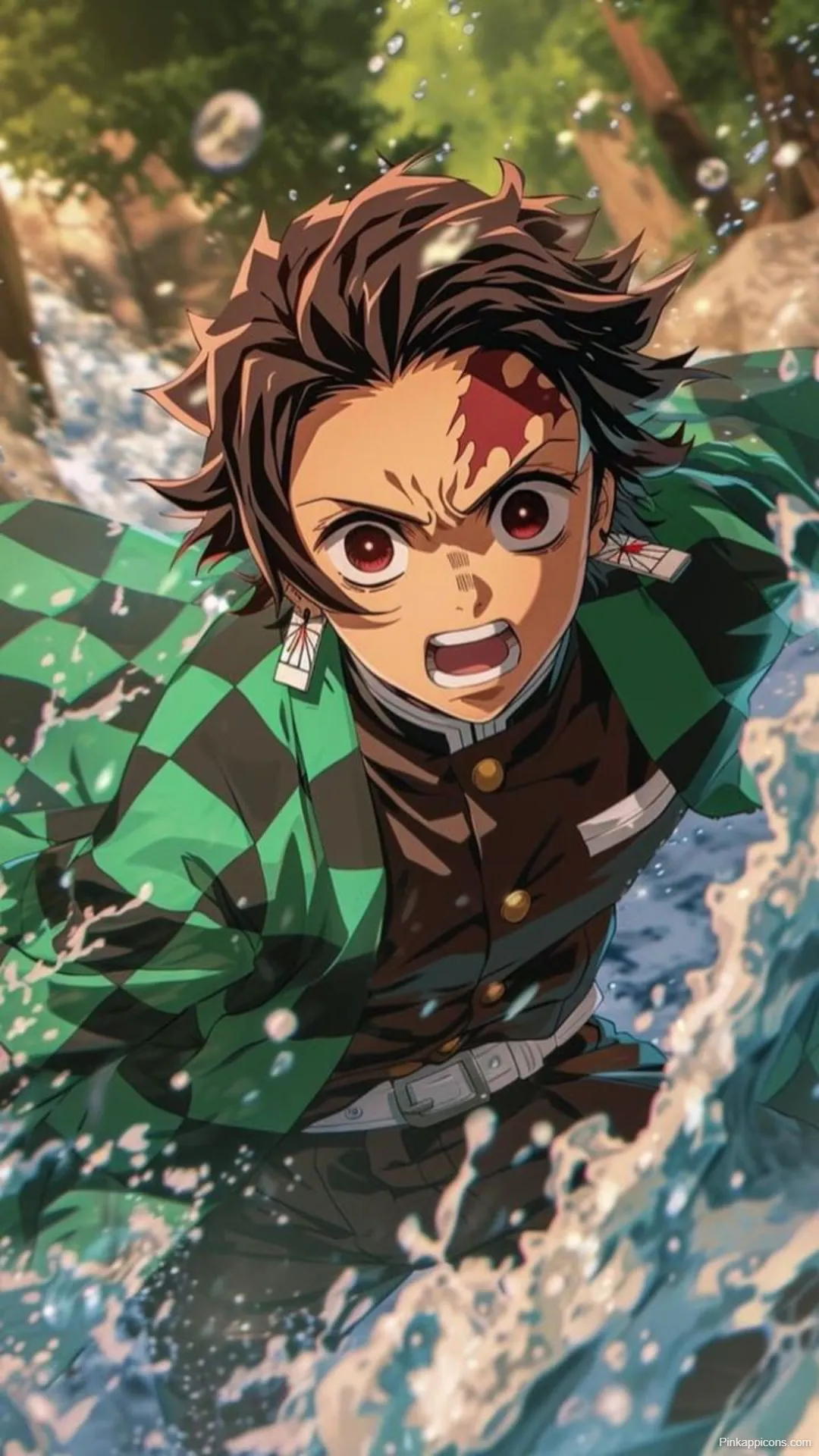 Demon Slayer Wallpaper Fierce Tanjiro in Water Battle