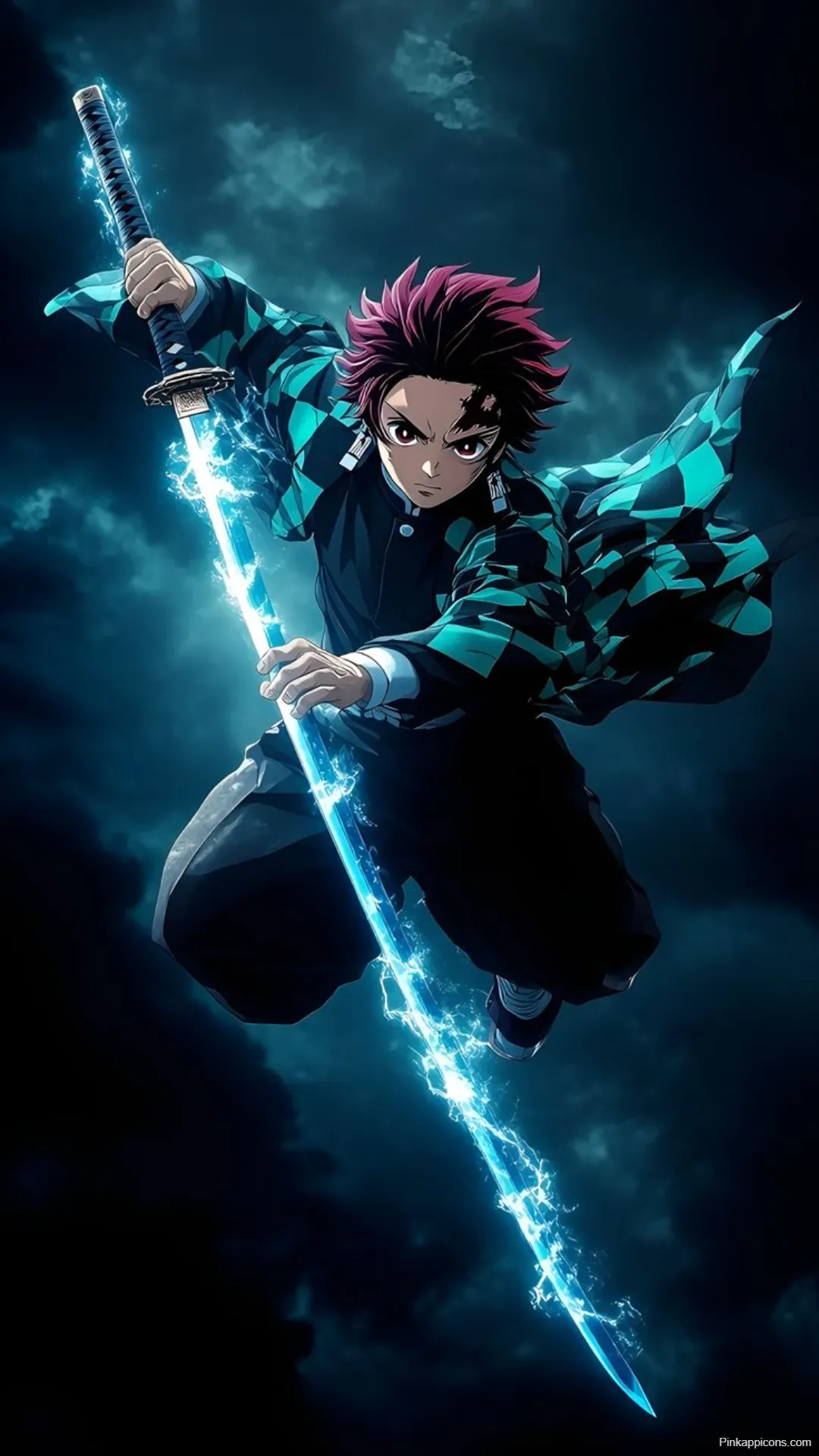 Demon Slayer Wallpaper Tanjiro Attacking with Electric Sword
