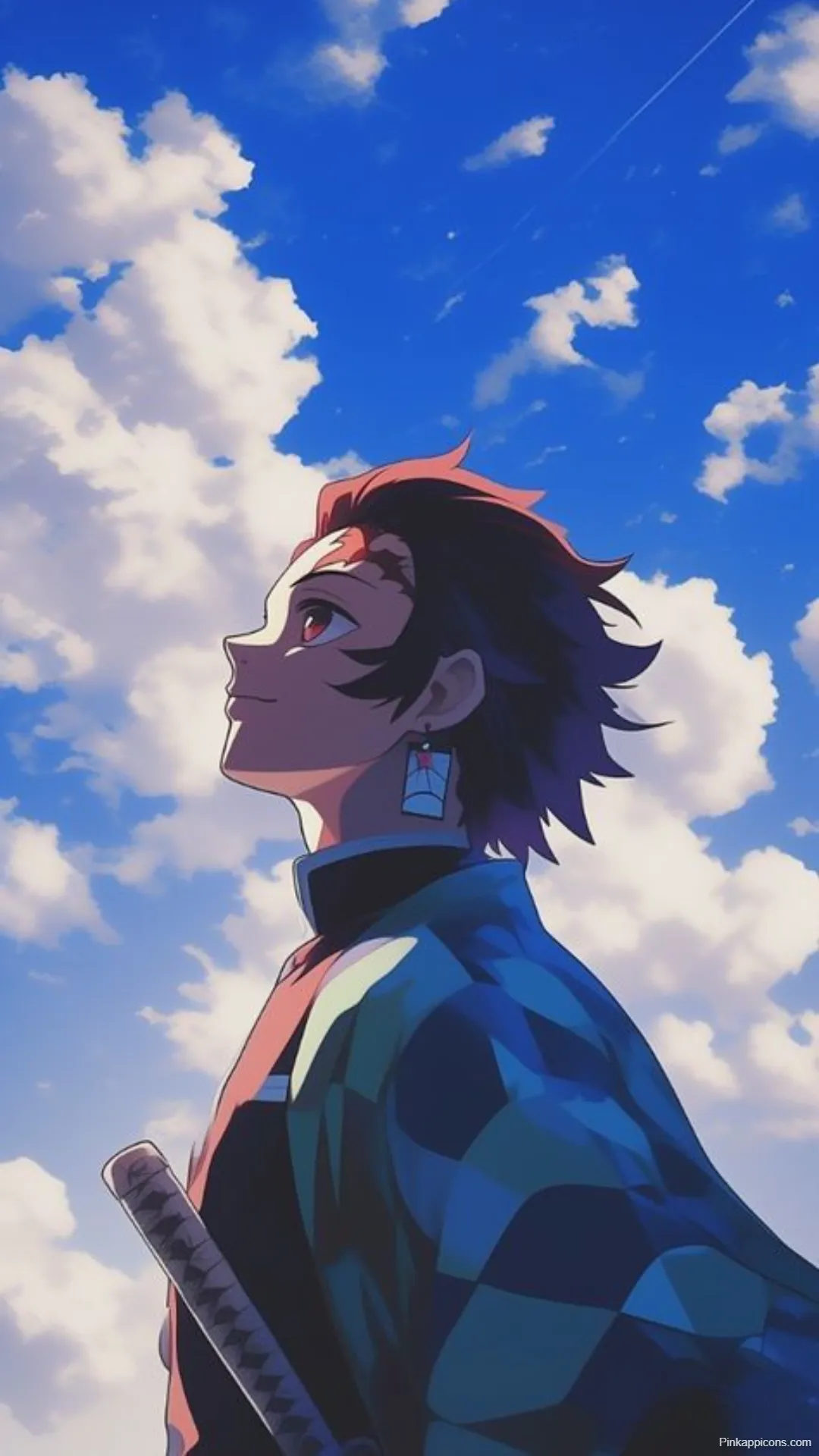 Demon Slayer Wallpaper Tanjiro Looking Up at Blue Sky