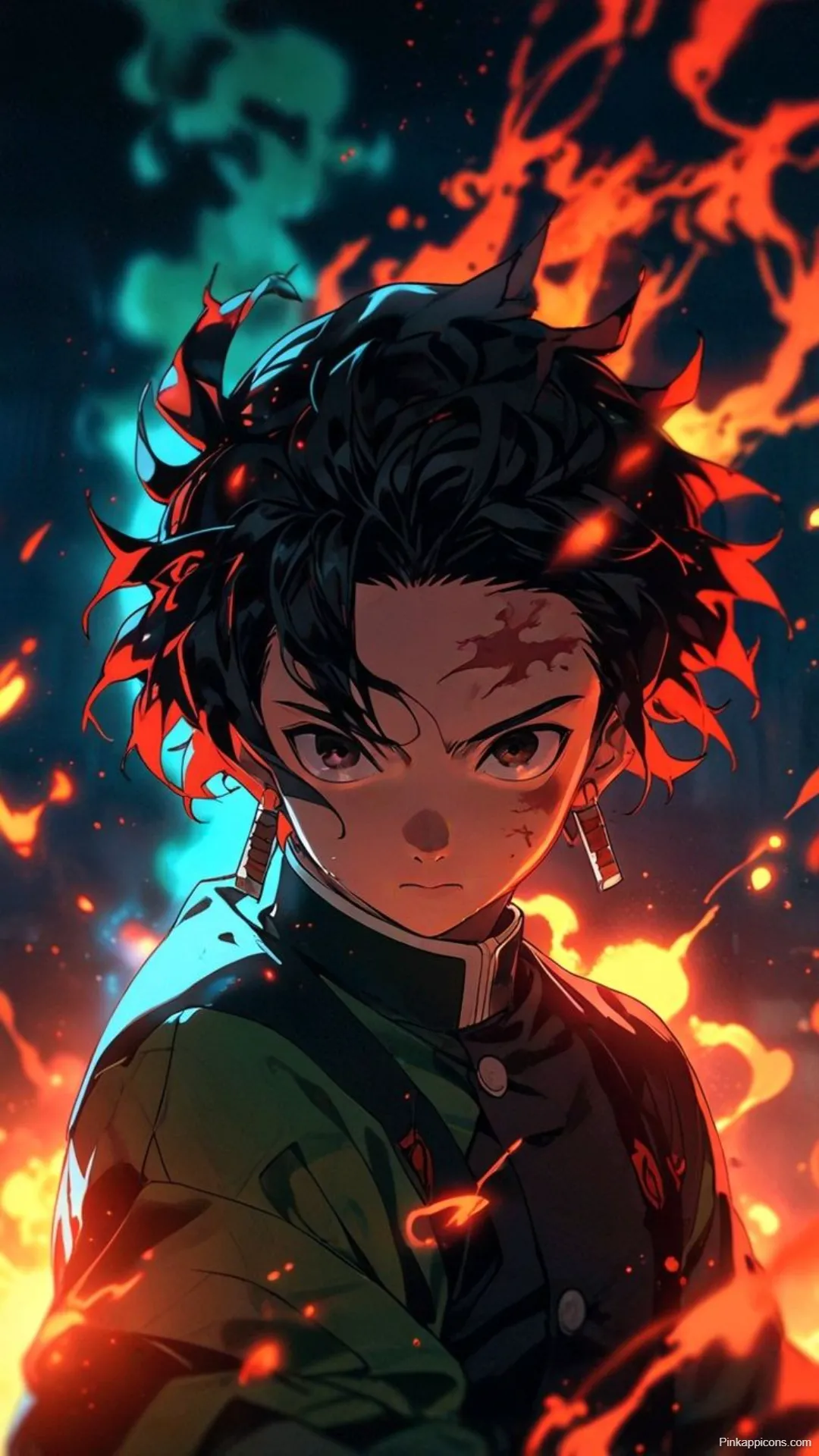 Demon Slayer Wallpaper Tanjiro Surrounded by Flames