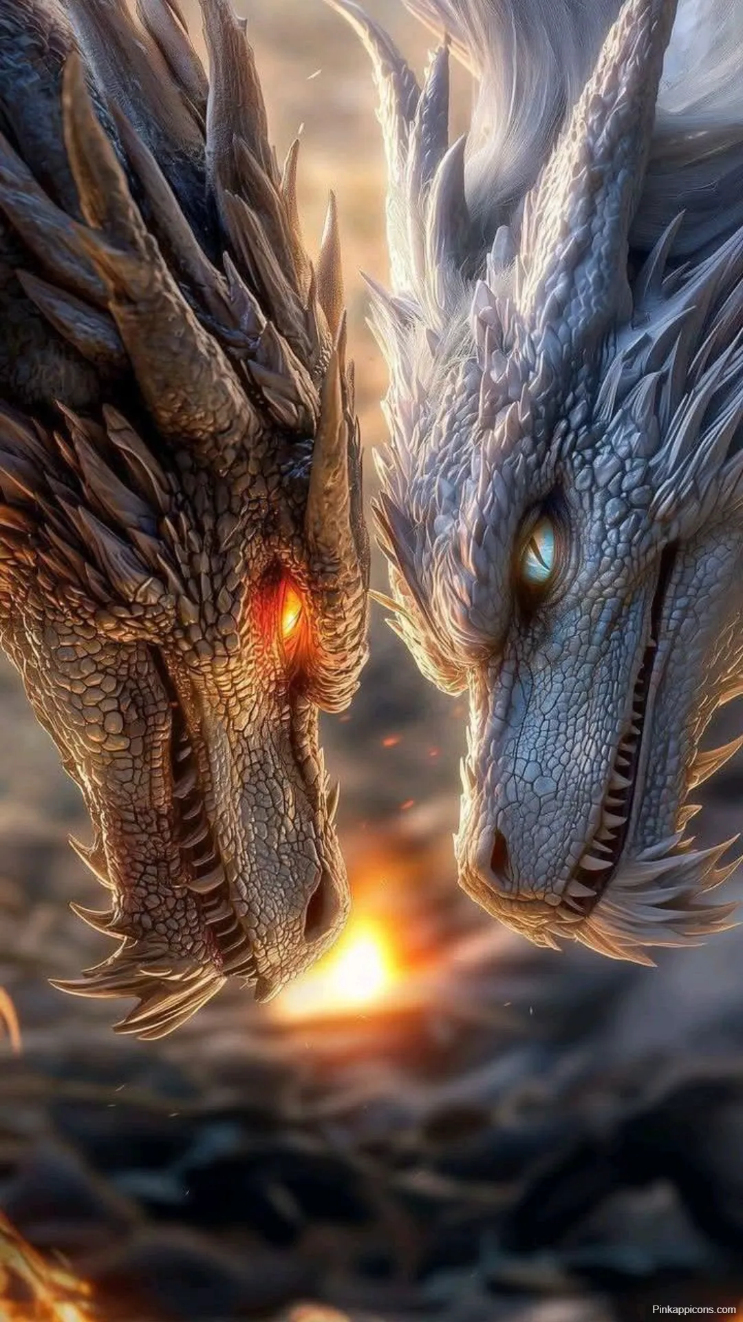 Dragon Wallpapers Close Up of Two Elemental Dragons Dragon Wallpapers Close-Up of Two Elemental Dragons