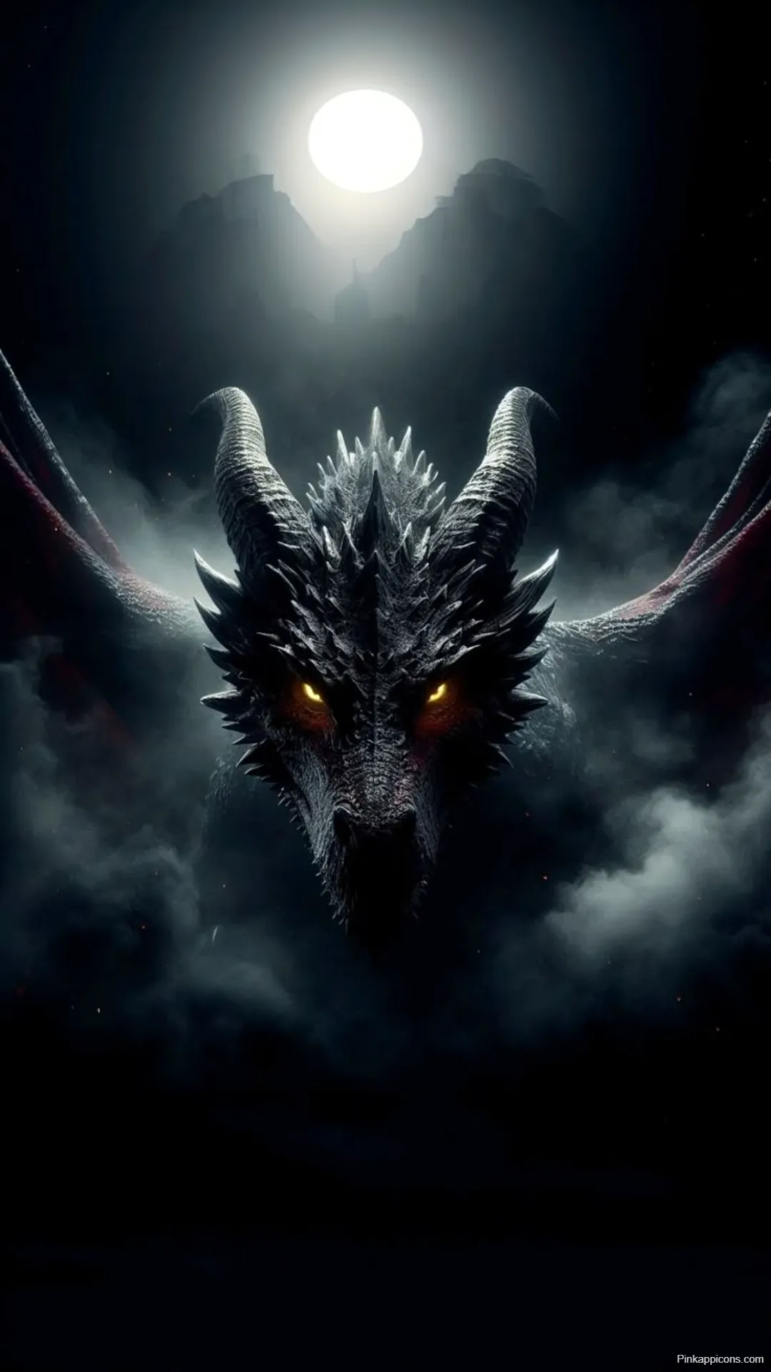 Dragon Wallpapers Dark Dragon Face in Mist under Full Moon Dragon Wallpapers Dark Dragon Face in Mist under Full Moon