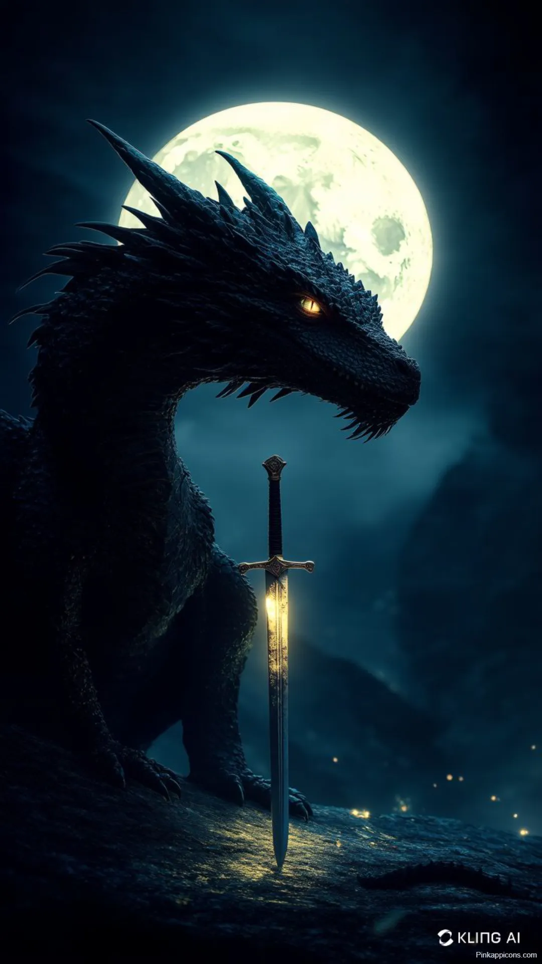 Dragon Wallpapers Dark Dragon Guarding Glowing Sword Dragon Wallpapers Dark Dragon Guarding Glowing Sword