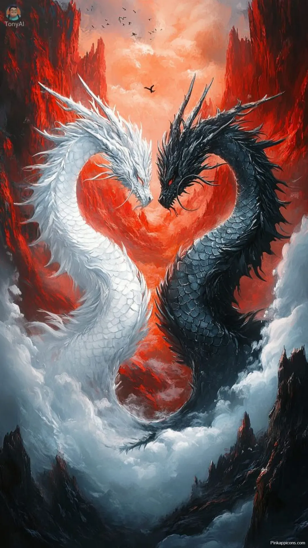 Dragon Wallpapers Intertwined White and Black Dragons Dragon Wallpapers Intertwined White and Black Dragons