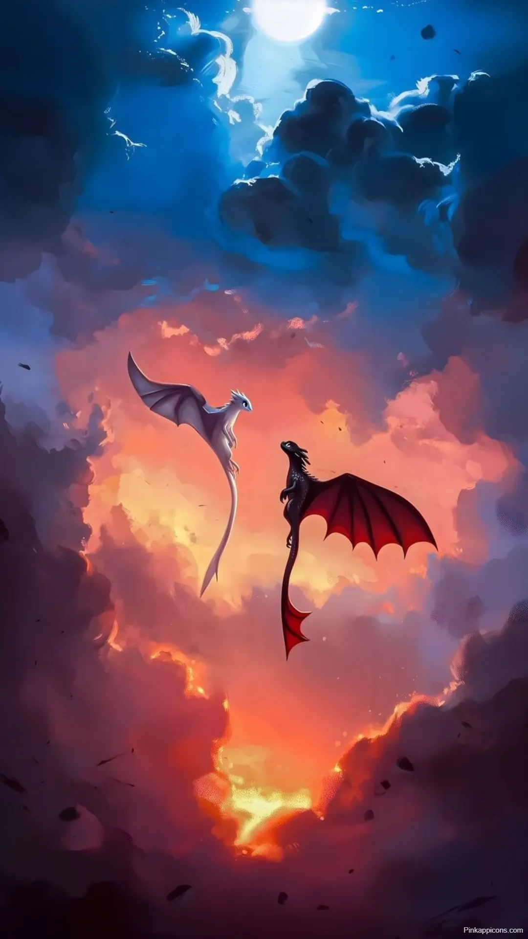 Dragon Wallpapers Light and Dark Dragons in Sunset Sky Dragon Wallpapers Light and Dark Dragons in Sunset Sky