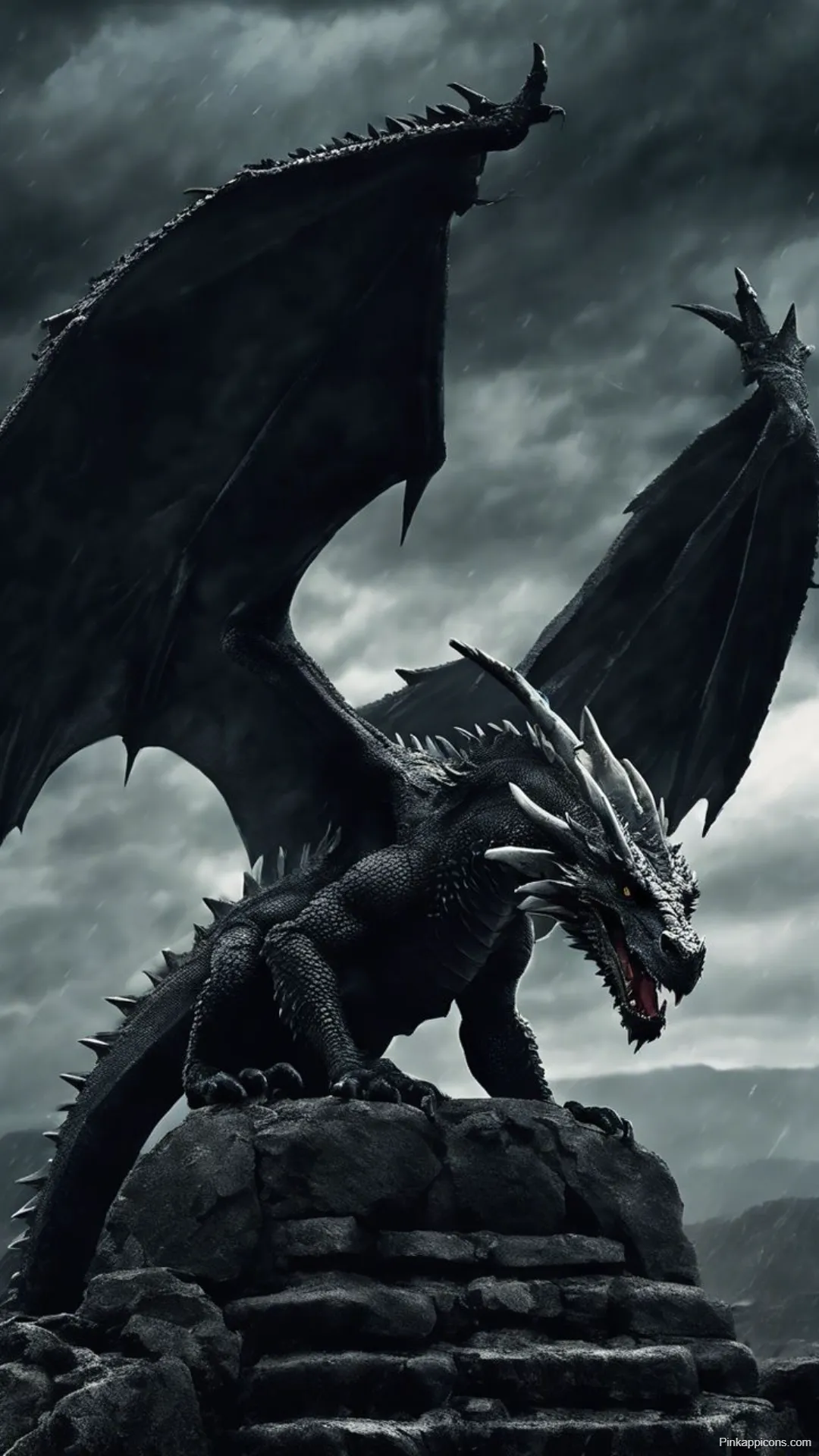 Dragon Wallpapers Powerful Black Dragon on Rocks in Storm Dragon Wallpapers Powerful Black Dragon on Rocks in Storm