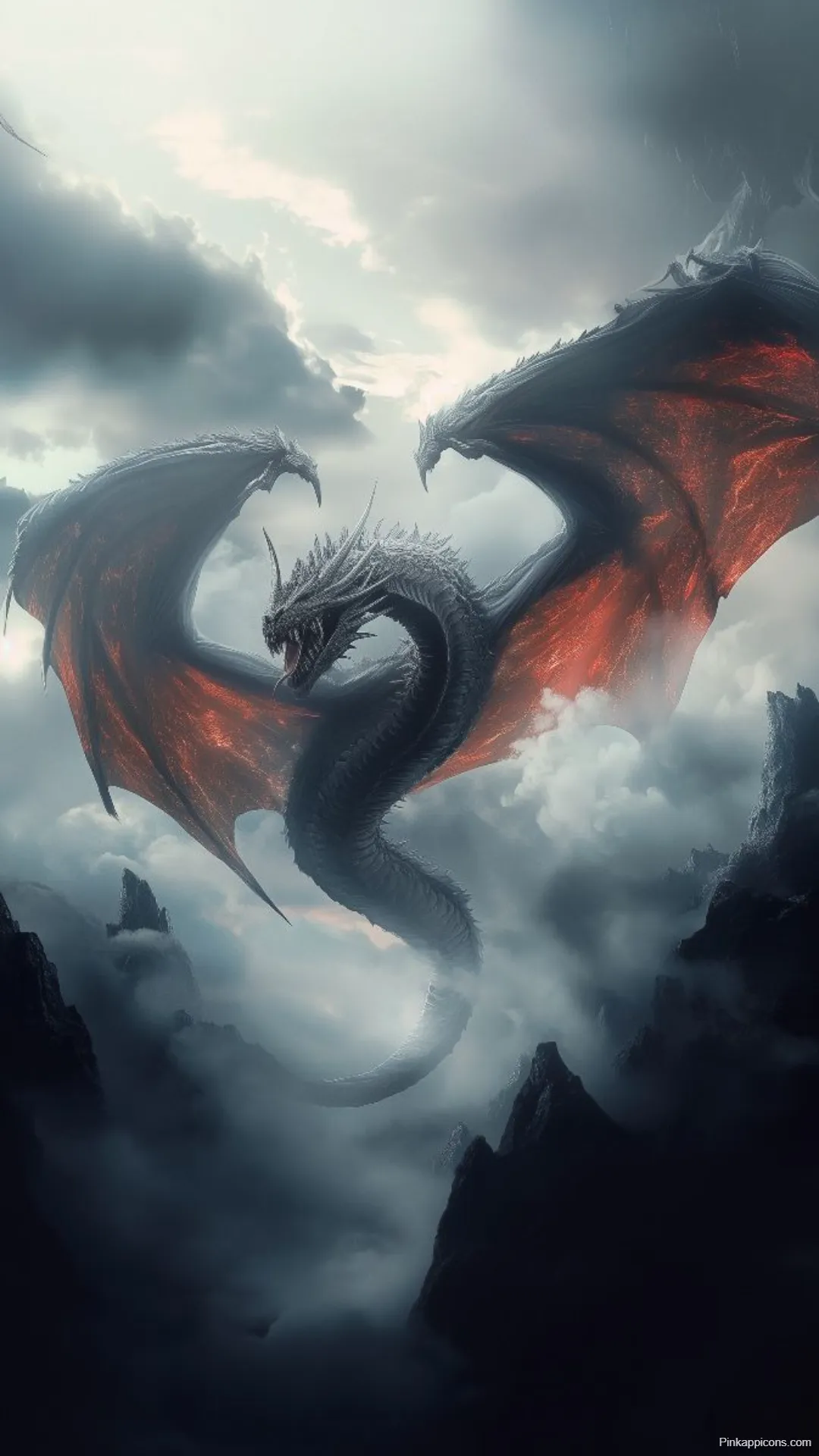 Dragon Wallpapers Powerful Serpentine Dragon with Red Wings Dragon Wallpapers Powerful Serpentine Dragon with Red Wings