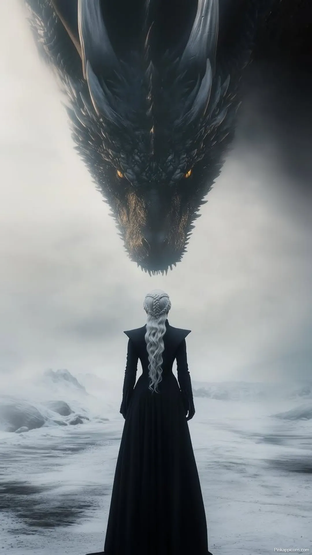 Dragon Wallpapers Woman in Black Facing Giant Black Dragon Dragon Wallpapers Woman in Black Facing Giant Black Dragon
