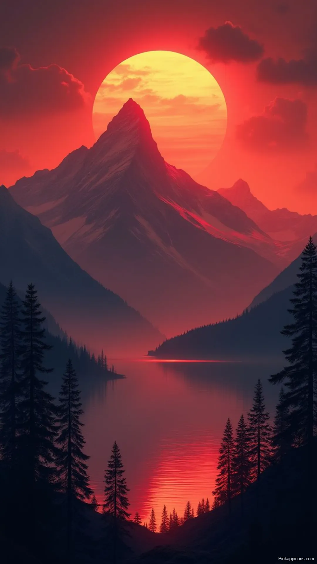 Dramatic Sunset Mountain Wallpapers Giant Sun Over Silhouetted Peaks