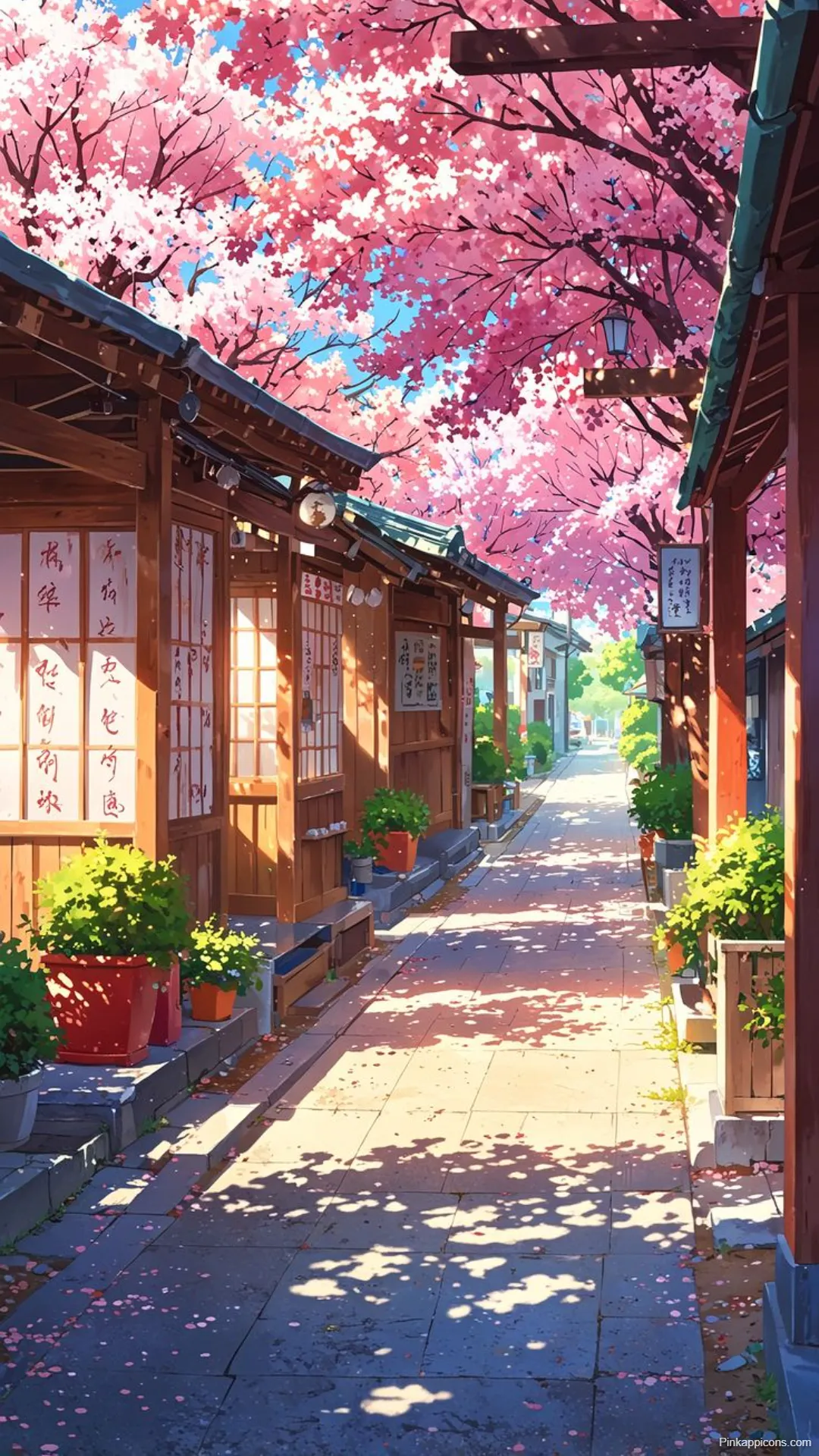 Enchanting Studio Ghibli Cherry Blossom Town Wallpaper