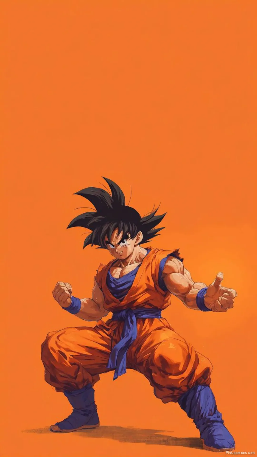 Goku Wallpapers Determined Stance on Vibrant Orange