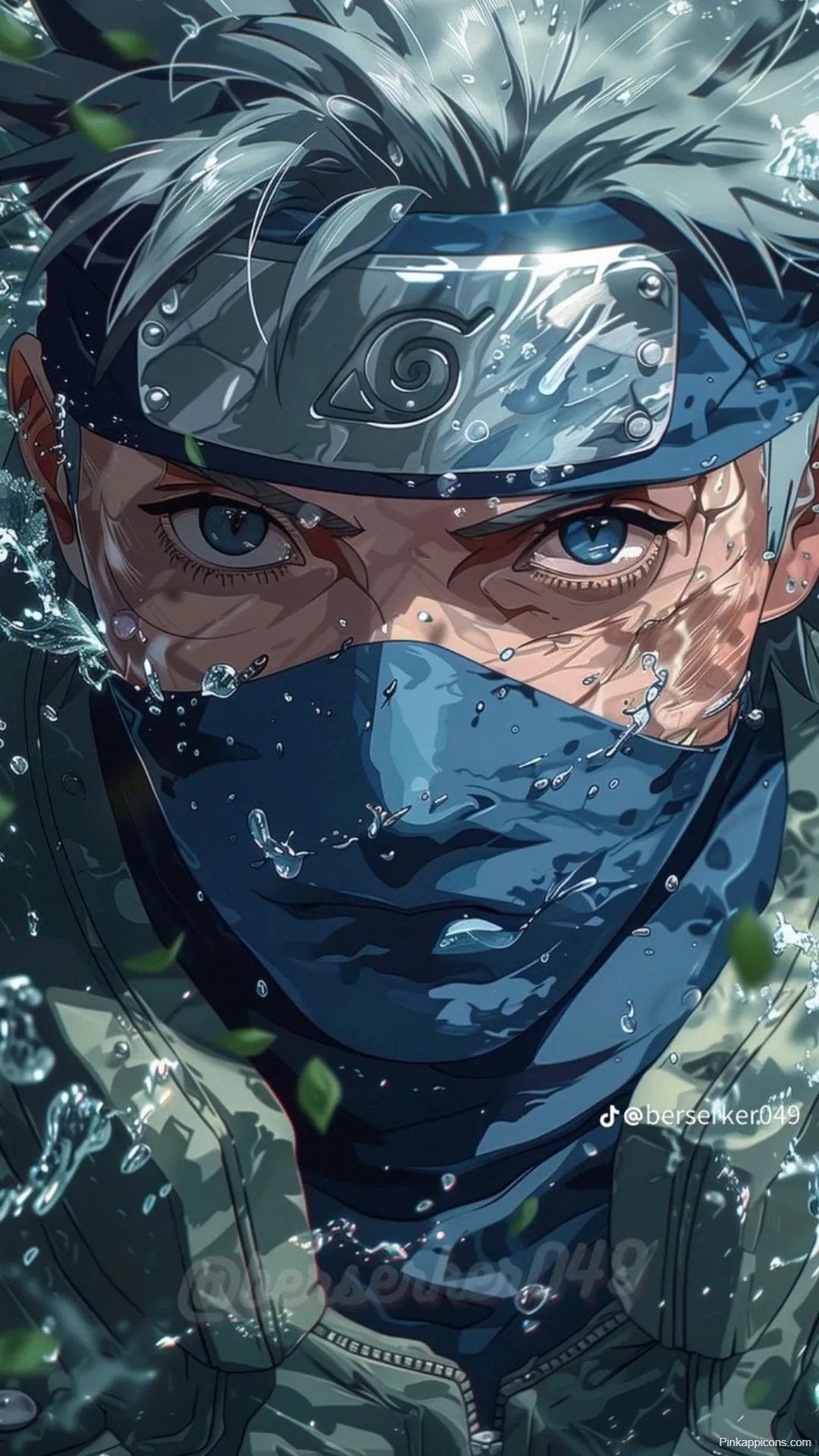 Hatake Kakashi Wallpapers Focused Masked Ninja with Blue Eyes in Water