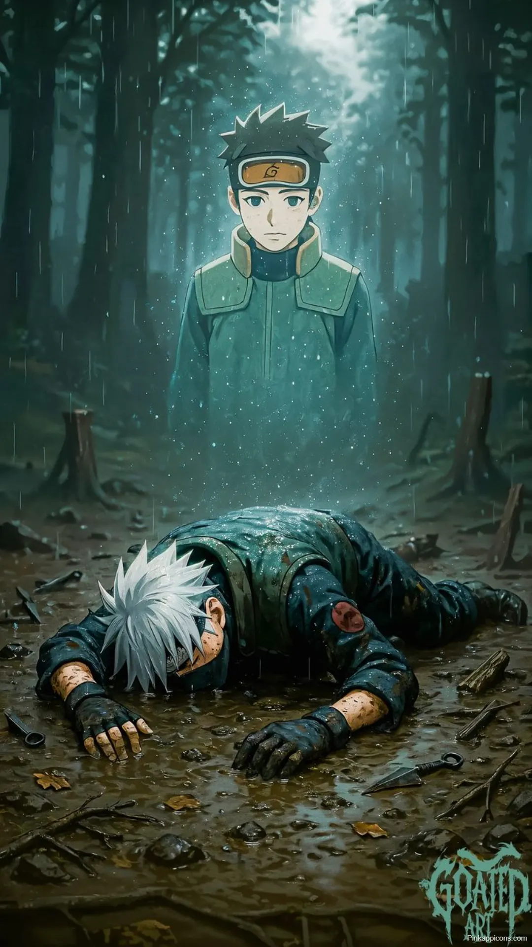 Hatake Kakashi Wallpapers Injured Ninja with Obito’s Spirit in Rain