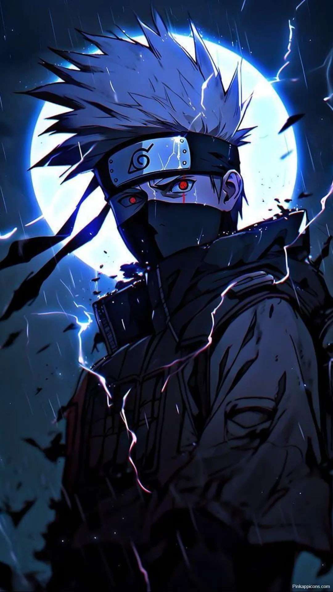 Hatake Kakashi Wallpapers Masked Ninja with Red Eyes Under Full Moon