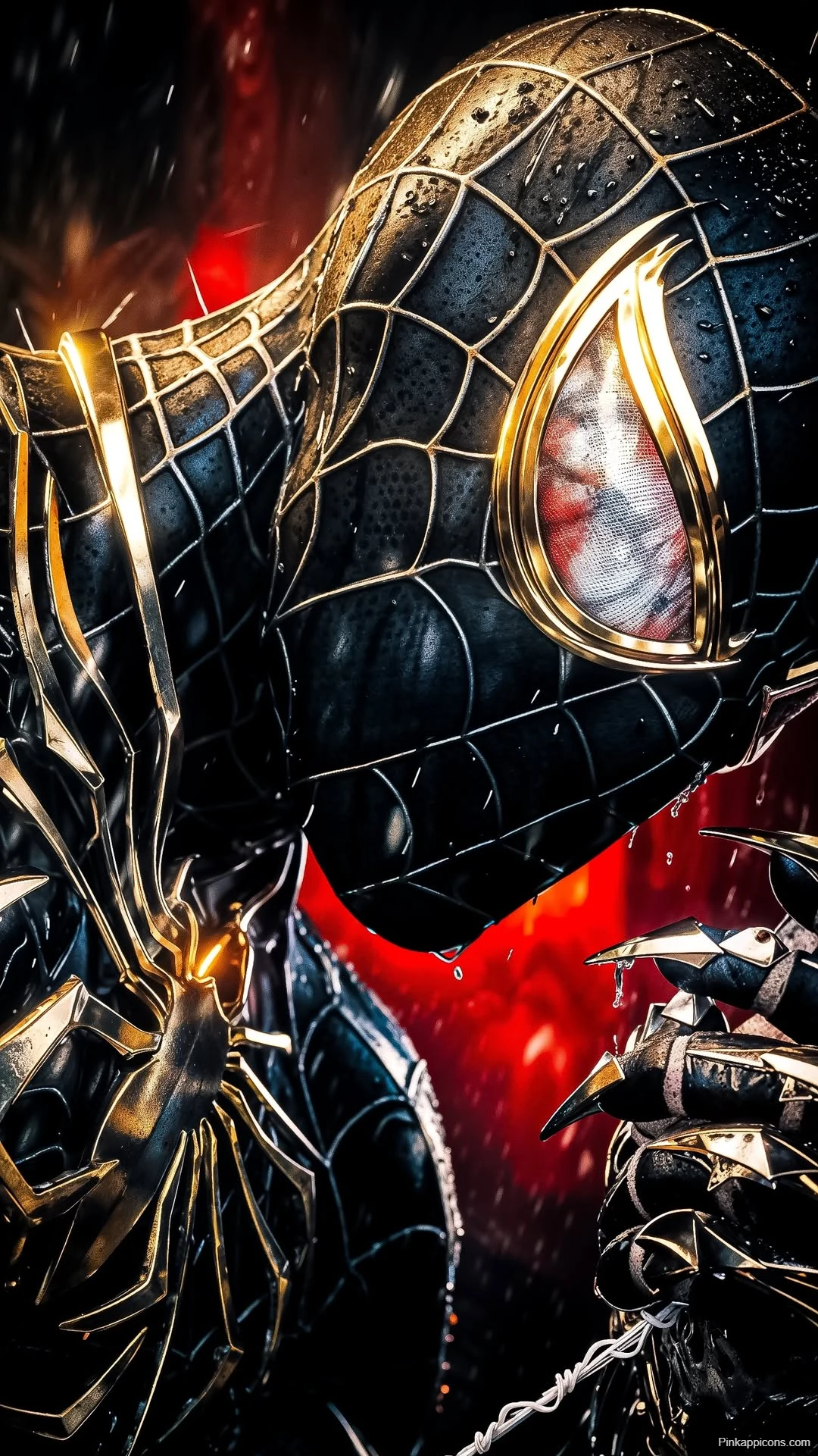 Intense Black Gold Spider Man Wallpaper Epic Close Up Intense Black Gold Spider-Man Wallpaper Epic Close Up