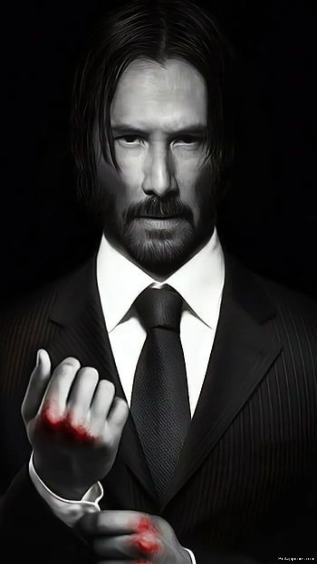Intense John Wick Wallpaper Black and White Bloody Hands