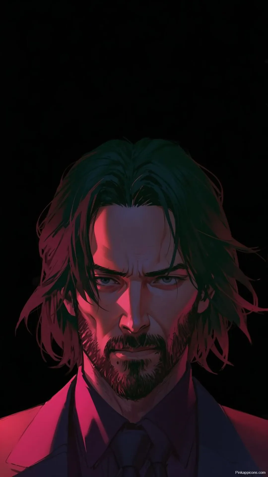 Intense John Wick Wallpaper Dark Red Portrait