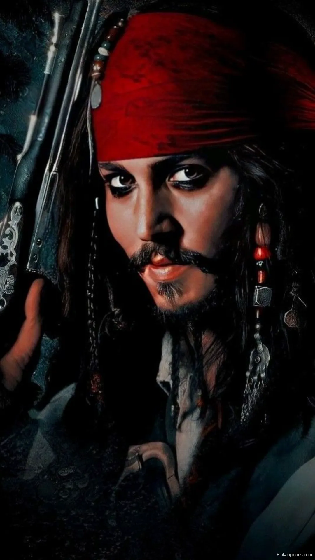 Jack Sparrow Wallpapers Johnny Depp Close-Up with Gun