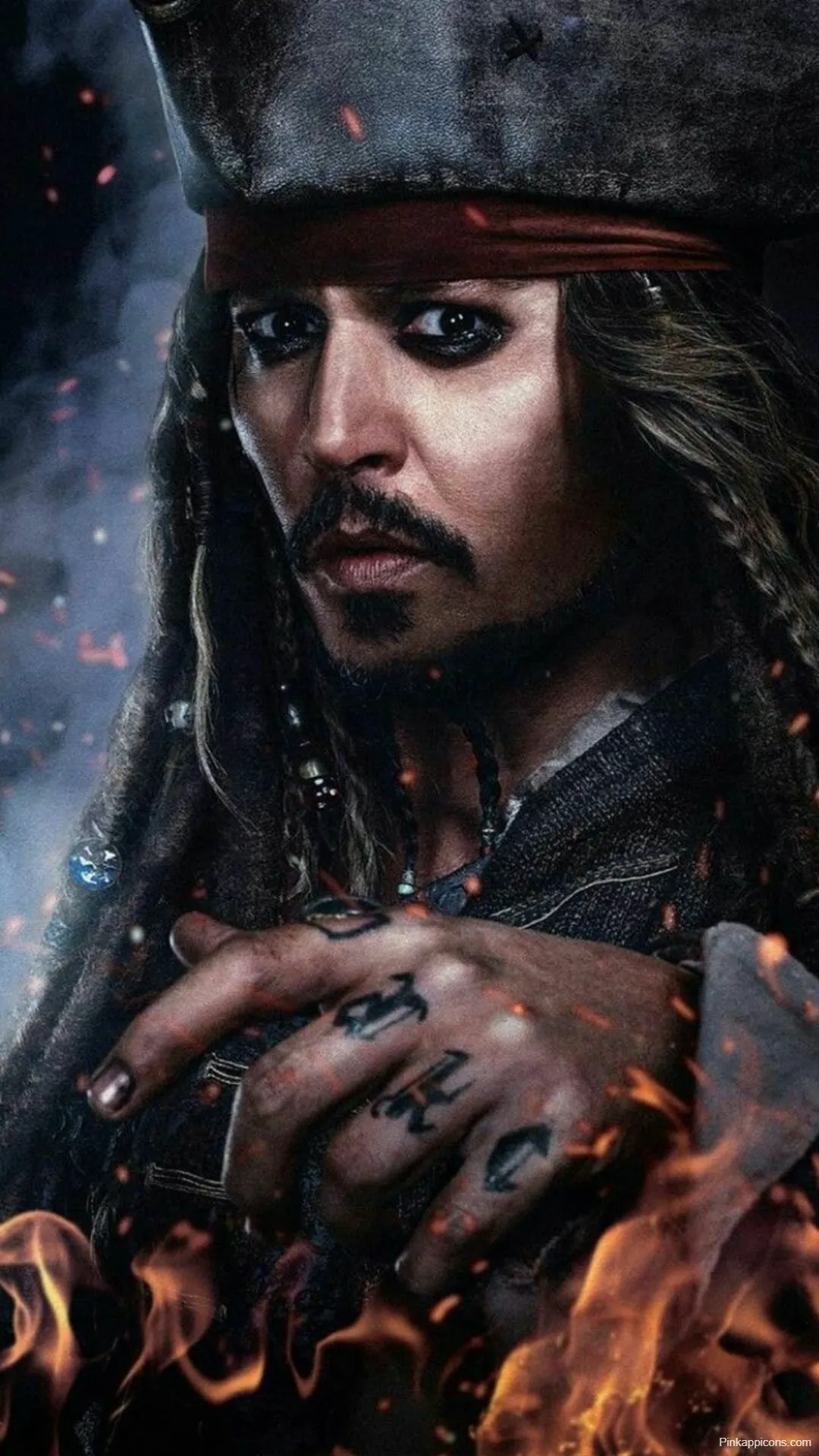 Jack Sparrow Wallpapers Johnny Depp with Fire and Smoke