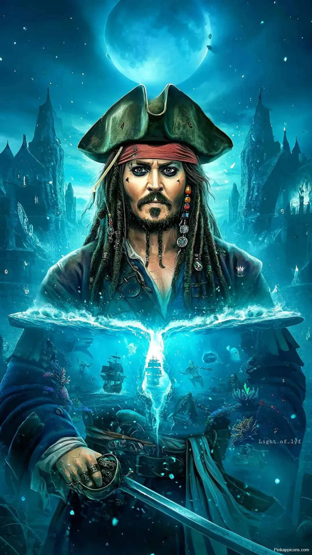 Jack Sparrow Wallpapers Johnny Depp with Sword and Ghost Ships