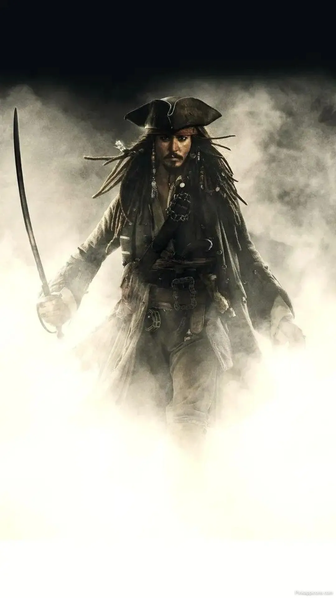 Jack Sparrow Wallpapers Johnny Depp with Sword from Smoke