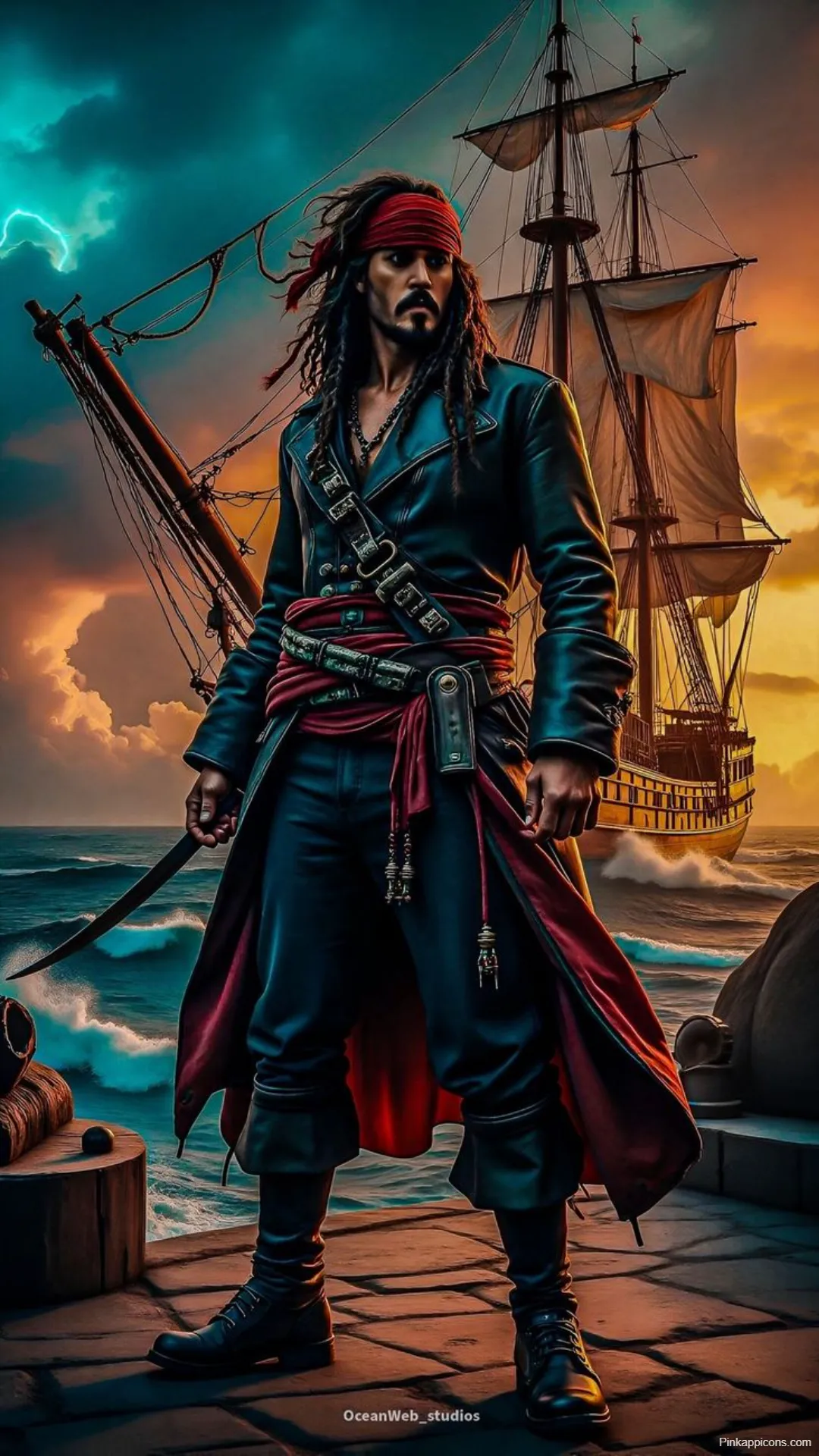Jack Sparrow Wallpapers Pirate with Sword by Ship]