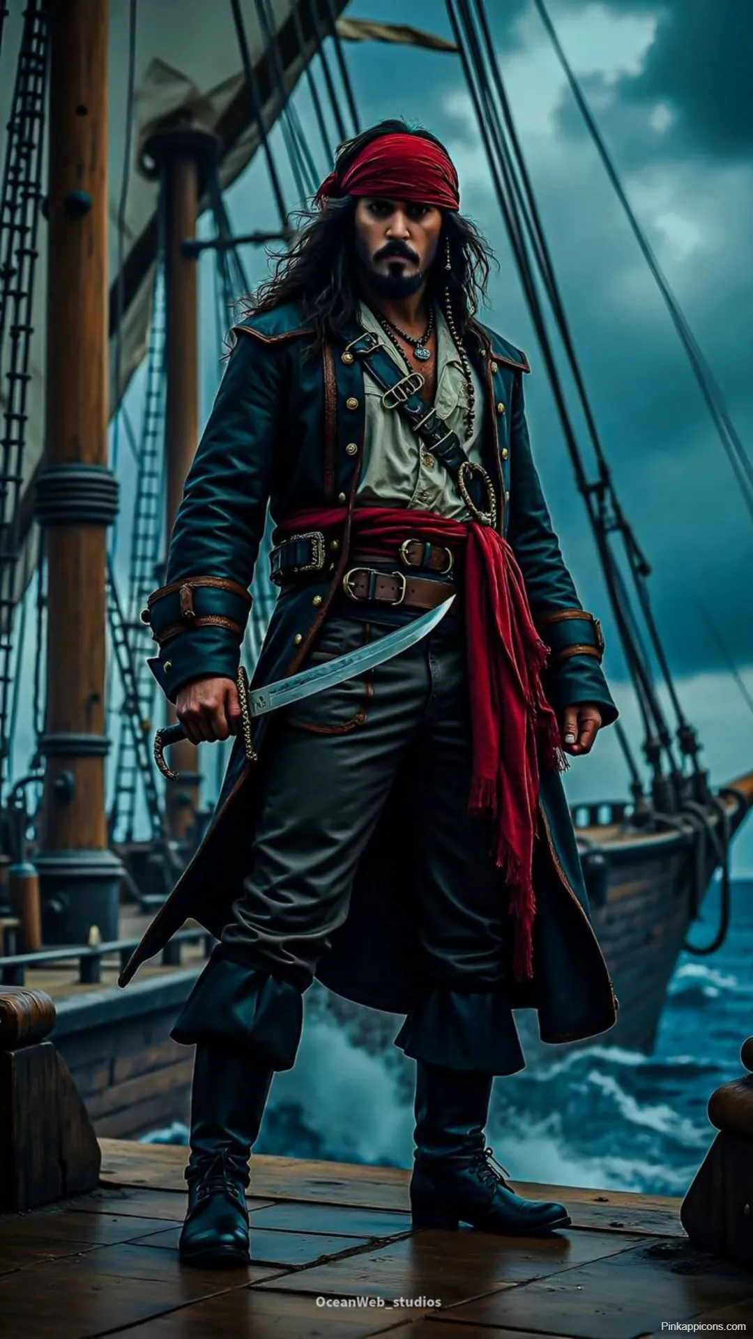 Jack Sparrow Wallpapers Pirate with Sword on Ship Deck