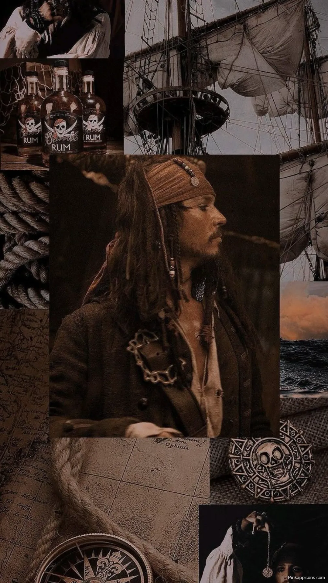 Jack Sparrow Wallpapers Sepia-Toned Pirate Collage