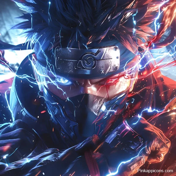 Kakashi Naruto Wallpaper Intense Sharingan and Lightning Power