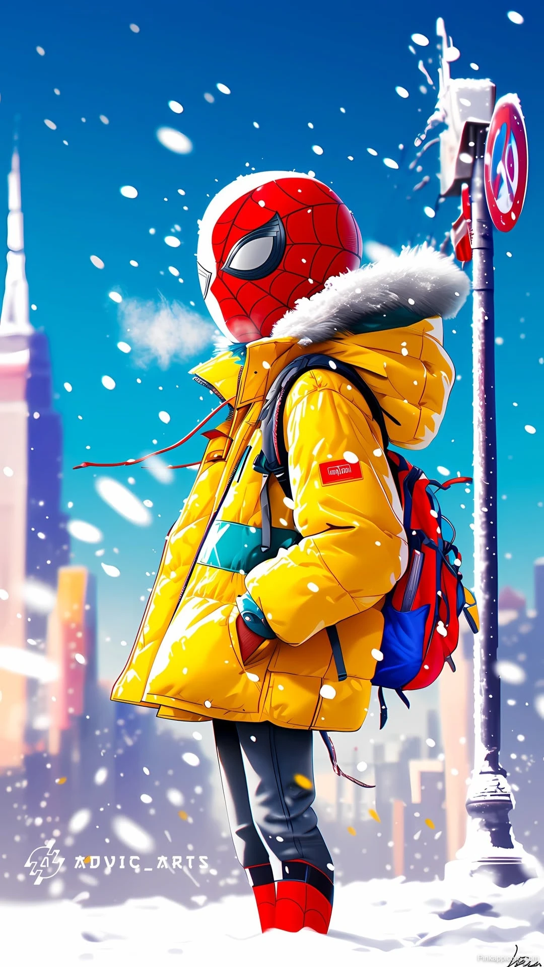 Kid Spider Man Snow Wallpaper Young Hero in Winter Kid Spider-Man Snow Wallpaper Young Hero in Winter