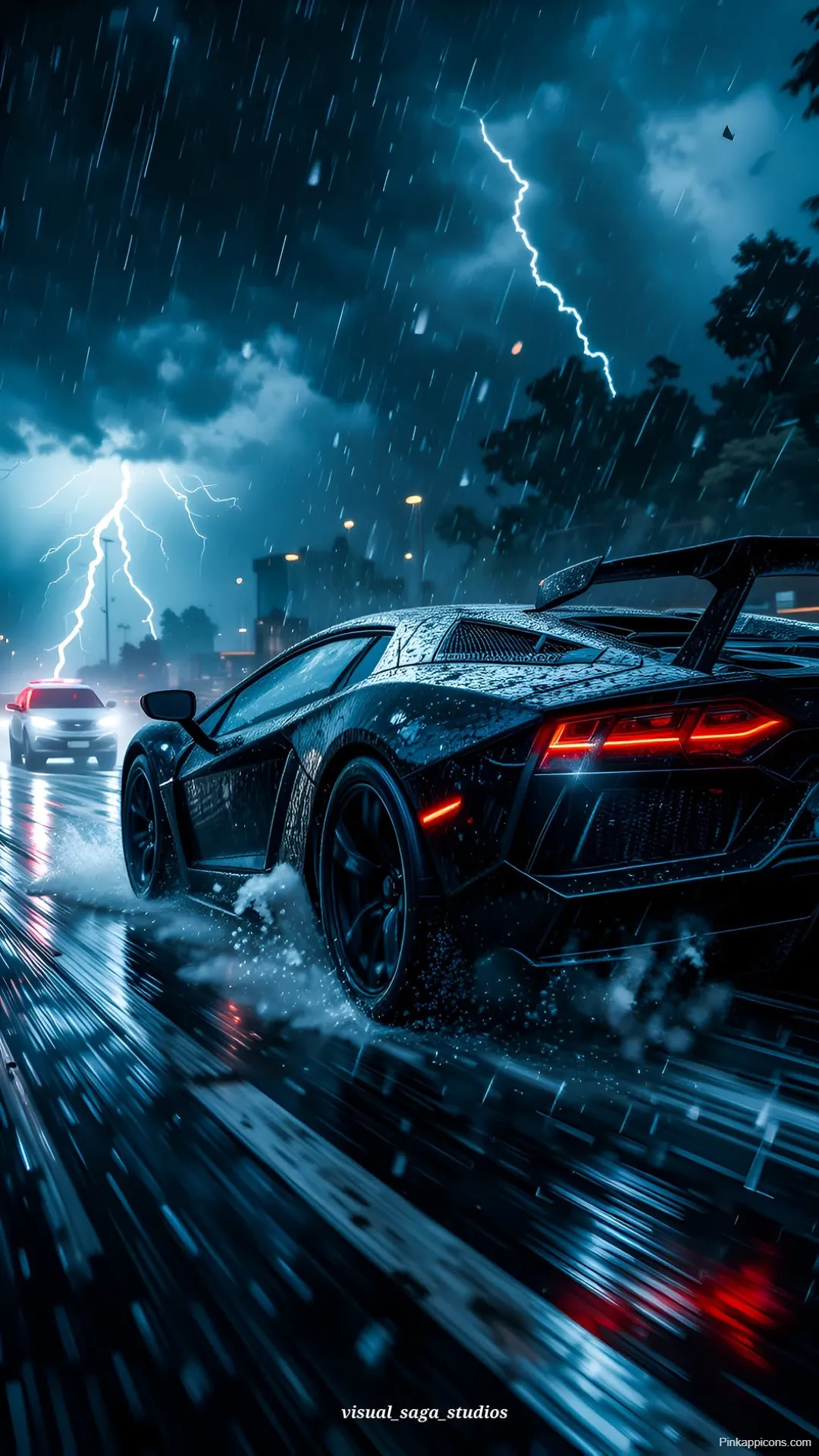 Lamborghini Aventador SVJ Wallpaper Speeding in a Thunderstorm Lamborghini Aventador SVJ Wallpaper Speeding in a Thunderstorm