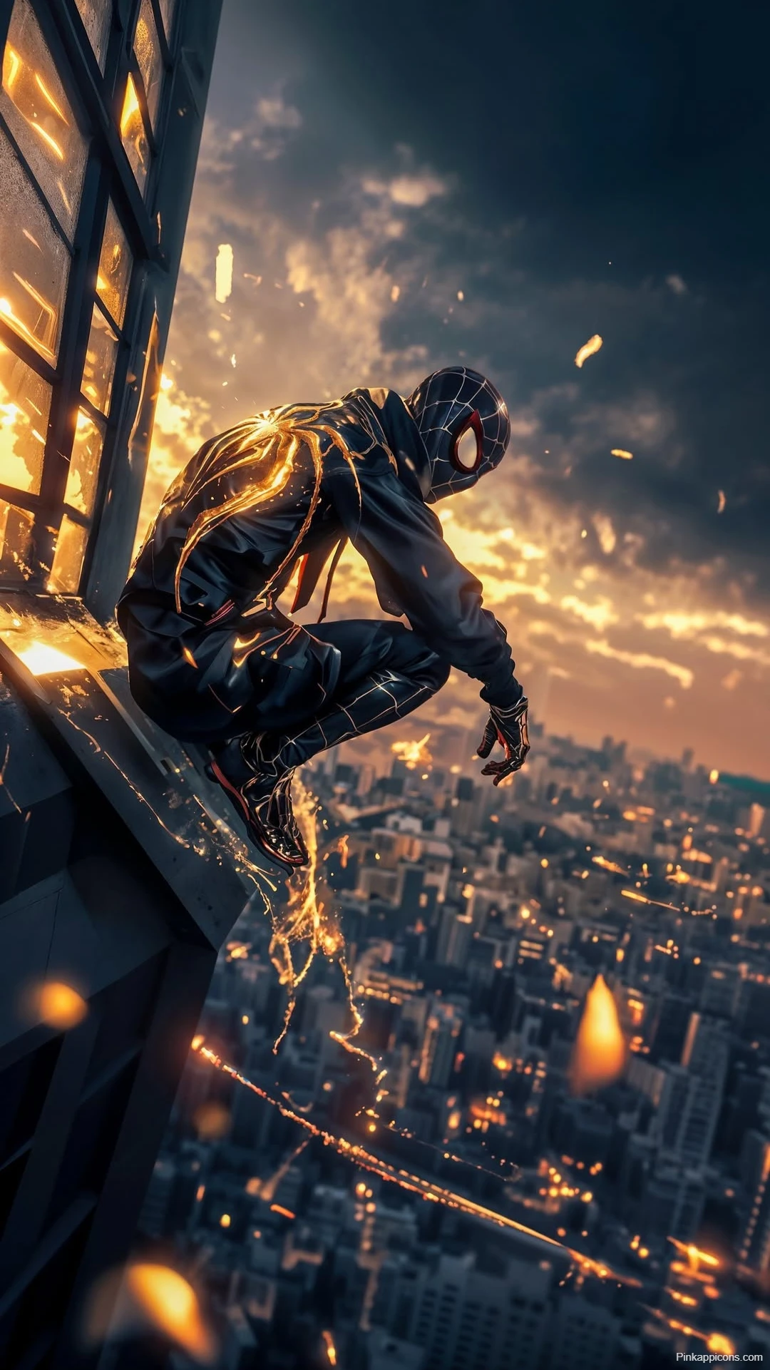 Miles Morales City Dusk Wallpaper Spider Man Rooftop View Miles Morales City Dusk Wallpaper Spider-Man Rooftop View