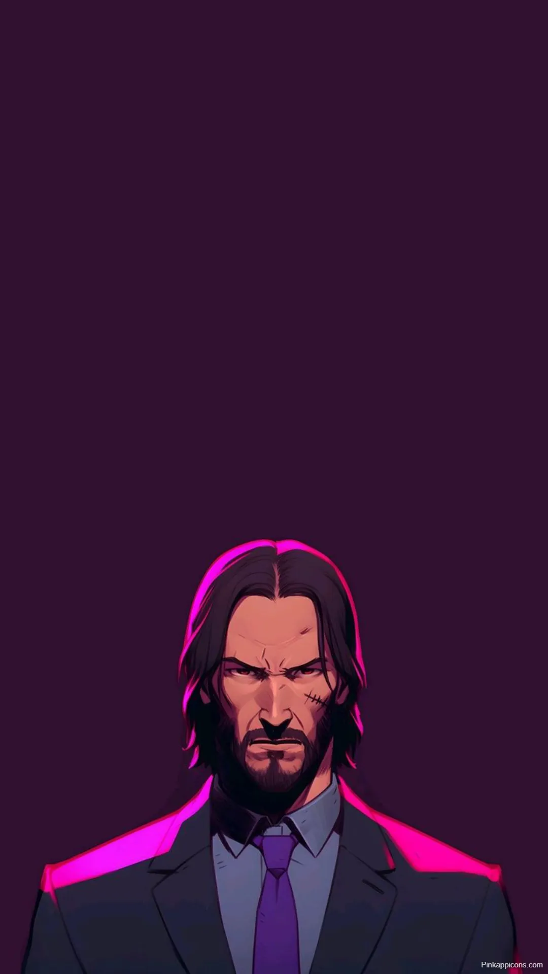 Minimalist John Wick Wallpaper Intense Purple Portrait