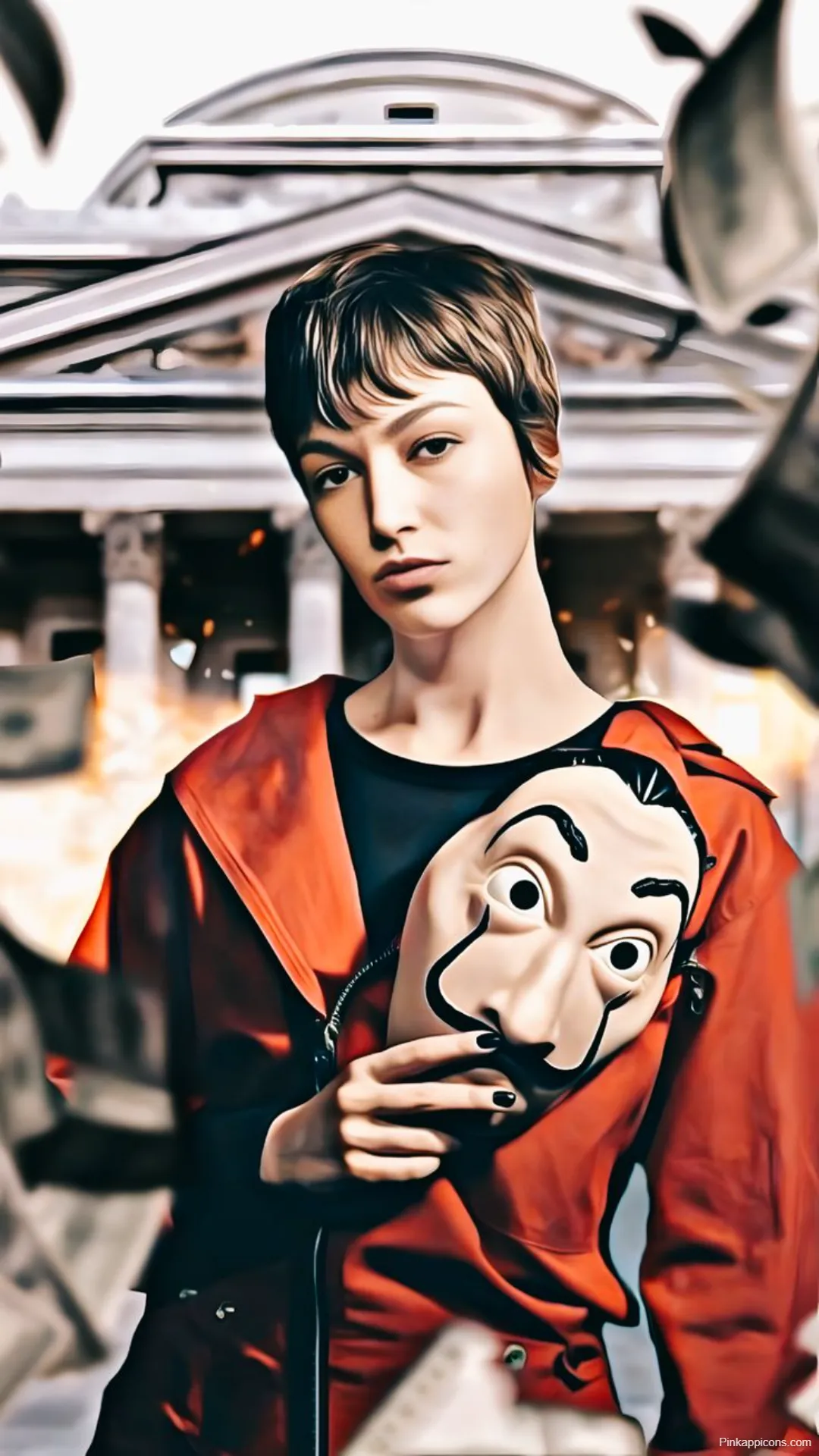 Money Heist Wallpapers Tokyo with Dali Mask and Flying Money HD Money Heist Wallpapers Tokyo with Dalí Mask and Flying Money HD